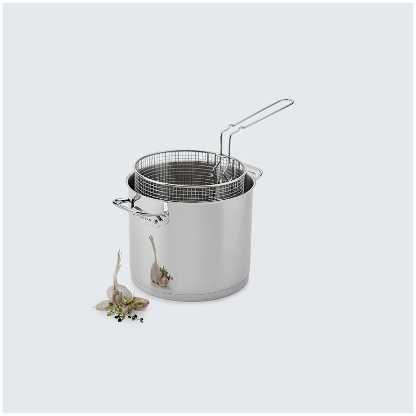 Scanpan cestello frittura TechnIQ in acciaio inox manico laterale rimovibile salvaspazio Ø 20 x 15,5 cm