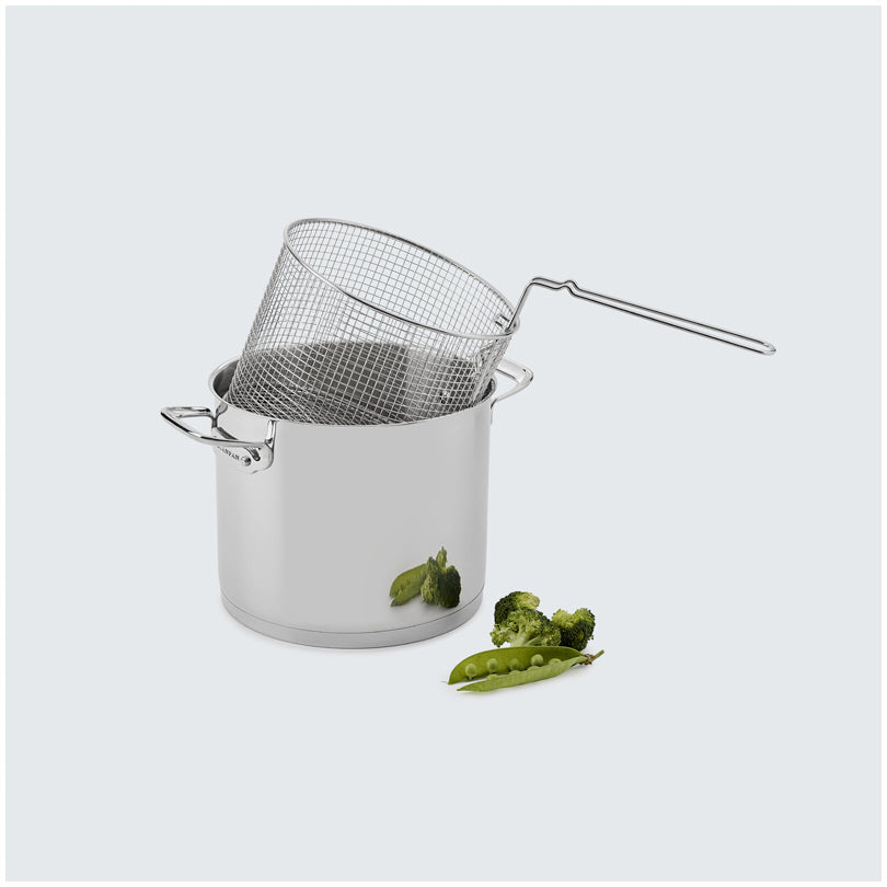 Scanpan cestello frittura TechnIQ in acciaio inox manico laterale rimovibile salvaspazio Ø 20 x 15,5 cm