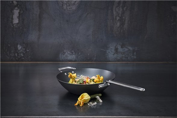 Scanpan padella wok in acciaio al carbonio "Black Iron" cm Ø30x9 antiaderente per sempre