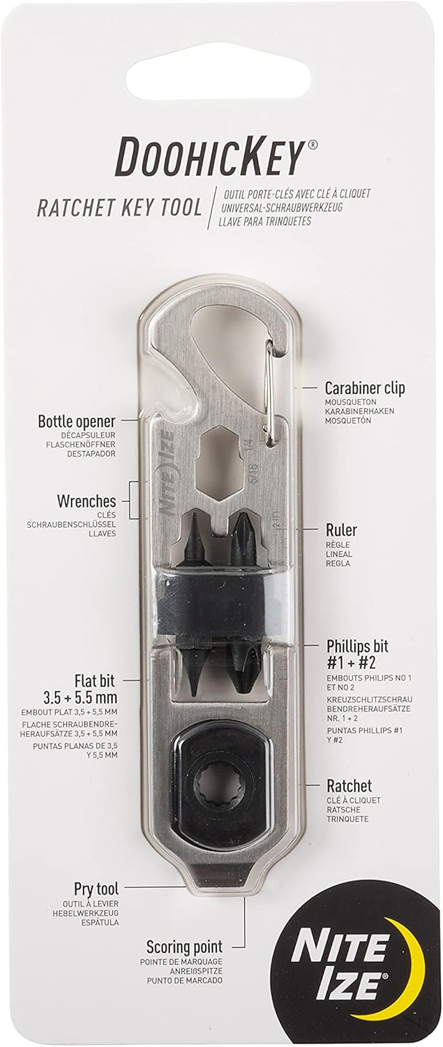 Nite Ize moschettone inox multifunzione chiave a cricchetto DoohicKey KMTRT-11-R