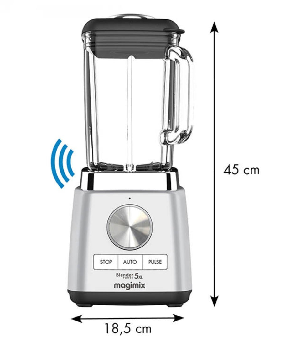 Magimix frullatore blender 5 XL con caraffa in vetro 2 Litri dotato di mini frullatore