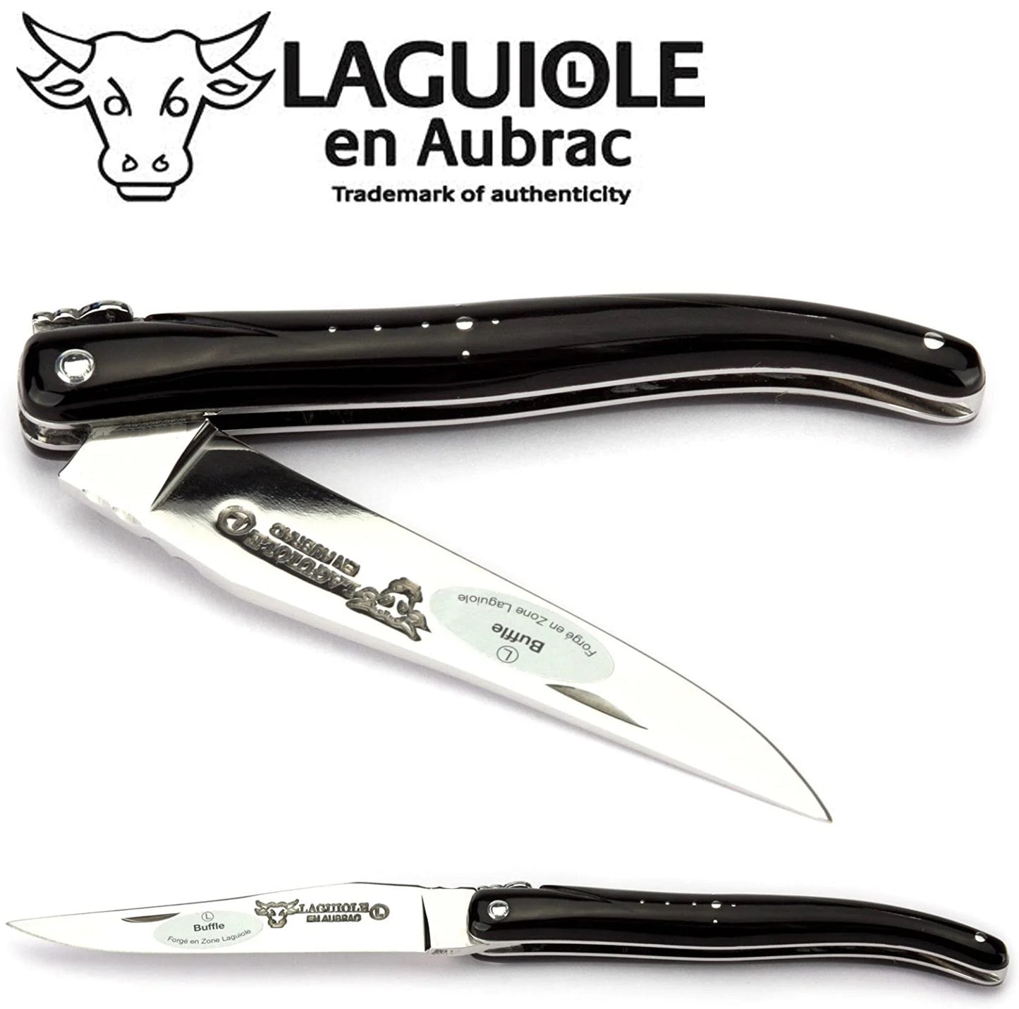 Laguiole manico pieno 12 cm inox rf crosta di bufalo