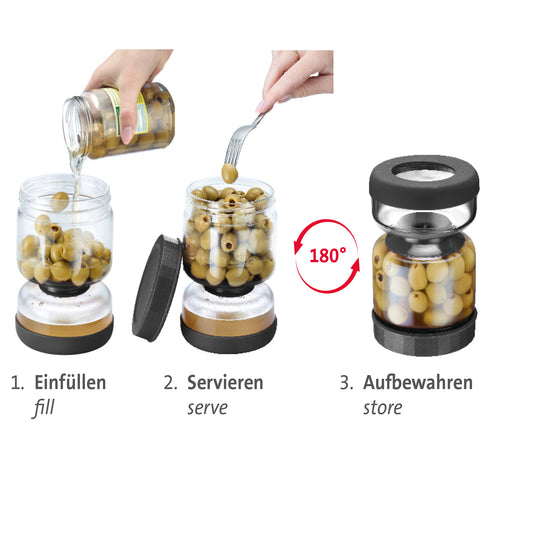 Westmark Barattolo per sgocciolamento sott'olio e sottaceto con 2 compartimenti ml 900/cm Ø10,5x19