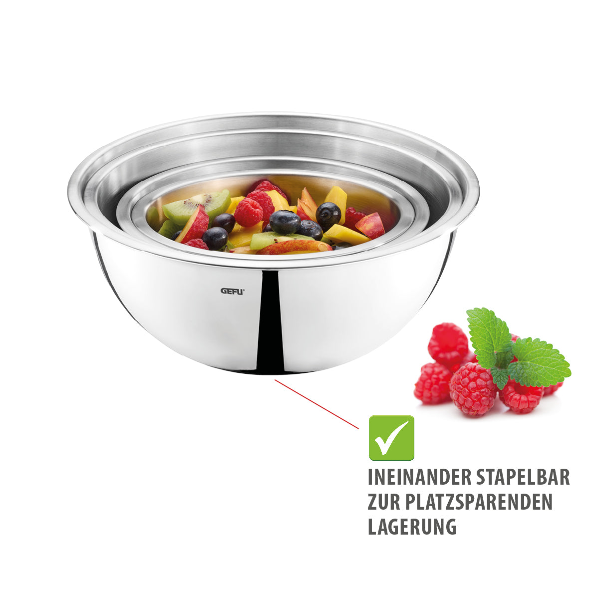 Gefu Set di 4 ciotole in acciaio inox Ø 16, 18, 22 e 24 cm CAVARO 28138