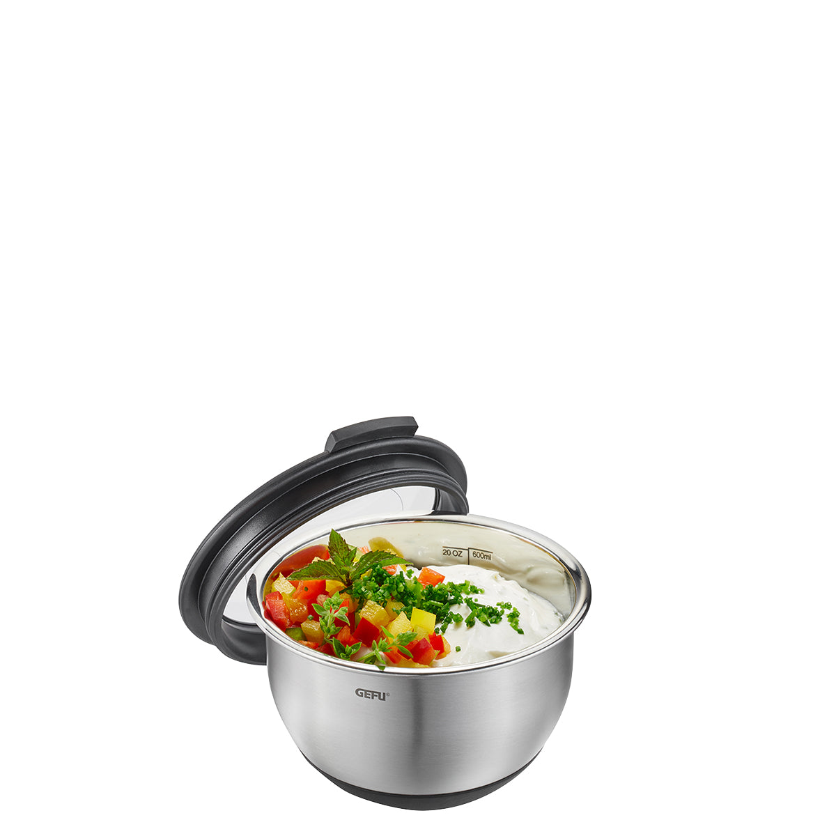 Gefu 35025 Ciotola Salvafreschezza inox con coperchio MUOVO Ø 12 cm