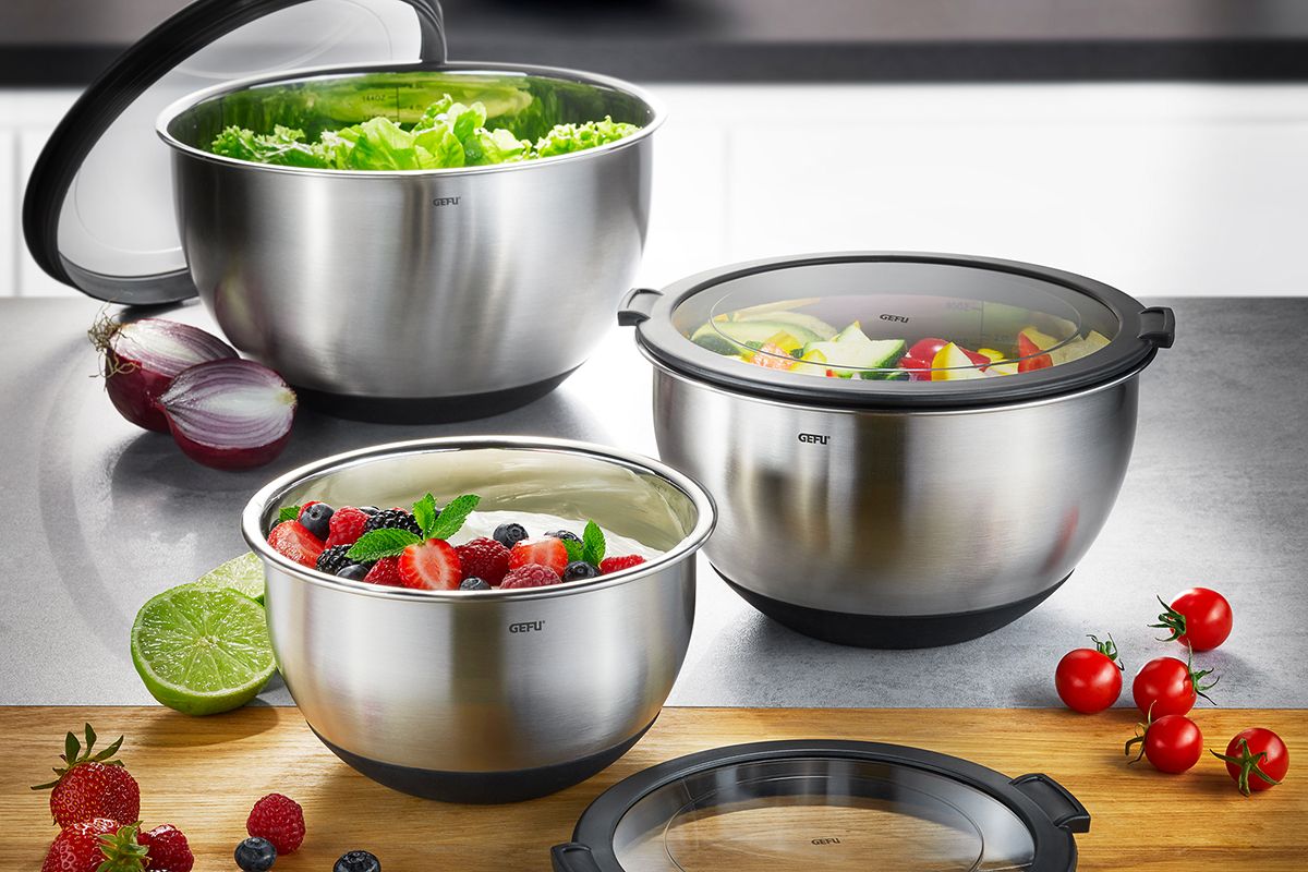 Gefu Ciotola Salvafreschezza inox con coperchio MUOVO Ø 16 cm 35030