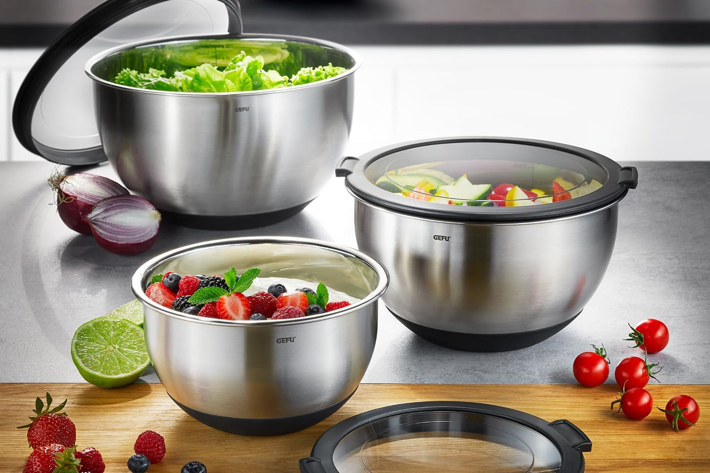 Gefu Ciotola Salvafreschezza inox con coperchio Ø 24 cm 35050