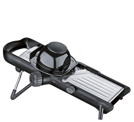 Kuchenprofi Affettaverdure mandolina "COMFORT" con fermaverdure e piedini antiscivolo pieghevoli cm 37x16 e paramano