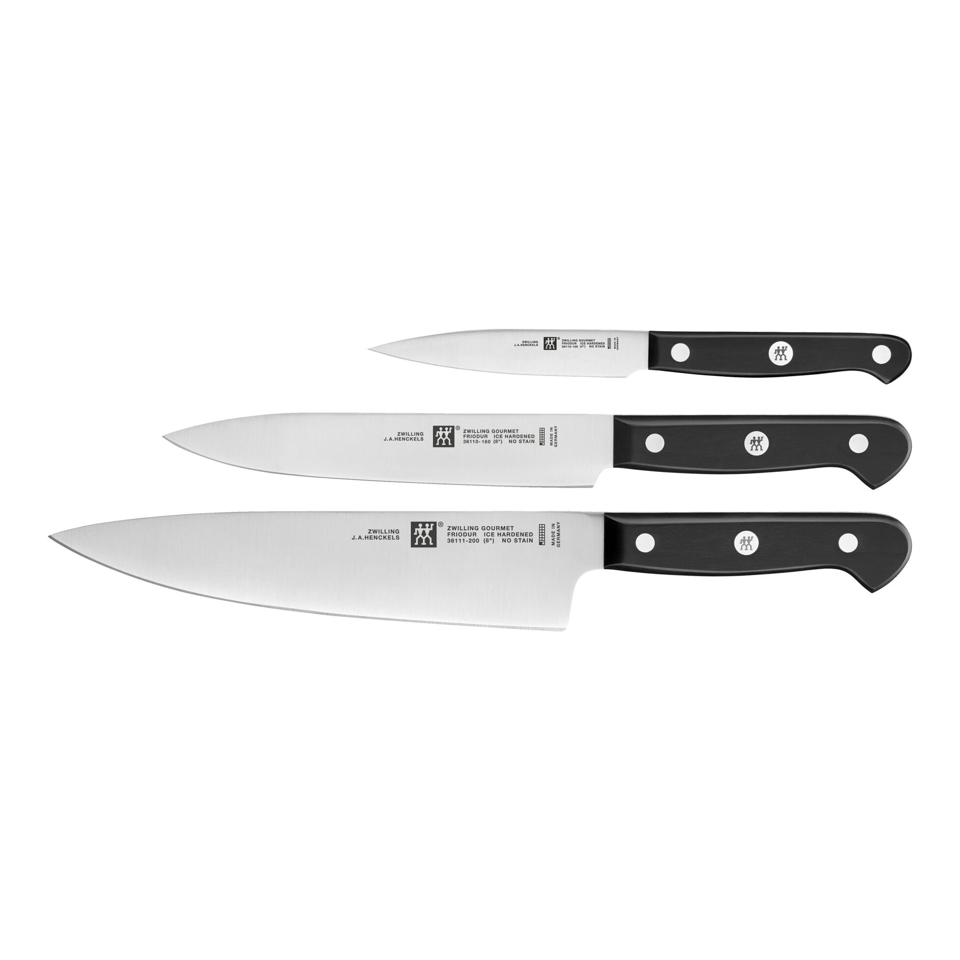 Zwilling Twin Grip Set 3 Coltelli Da Cucina - Spelucchino, Verdure E Lardellatura, Lame In Acciaio