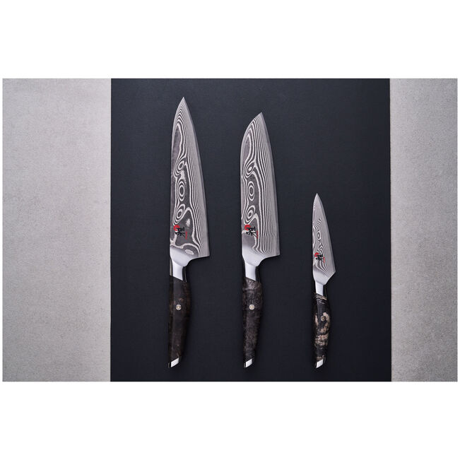 MIYABI IKI Coltello Giapponese Damascato 49 strati Santoku liscio 18 cm (66 HRC) marrone-nero 1033755