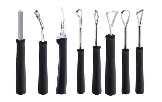 Triangle Set chef di 8 coltelli intaglio professionale con borsa avvolgibile cm 12,5-16,5