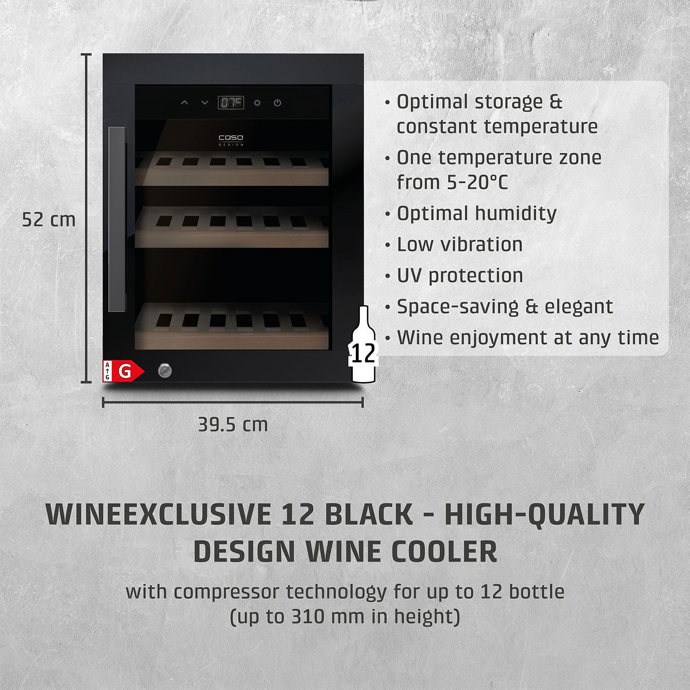 Cantinetta frigo di design massimo di 12 bottiglie 1 zona di temperatura Caso WineExclusive 12