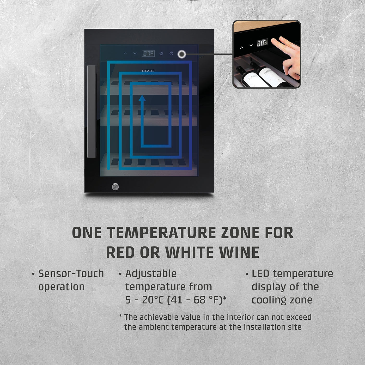Cantinetta frigo di design massimo di 12 bottiglie 1 zona di temperatura Caso WineExclusive 12