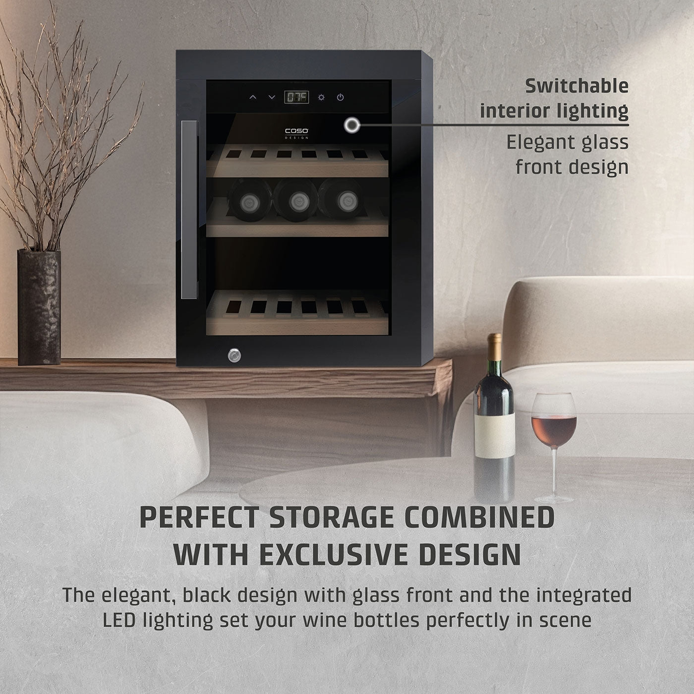Cantinetta frigo di design massimo di 12 bottiglie 1 zona di temperatura Caso WineExclusive 12