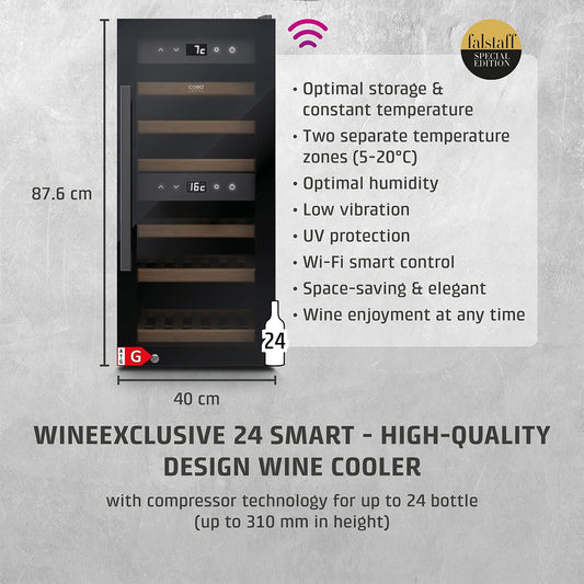 Caso Cantinetta frigo di design, per un massimo di 24 bottiglie, 2 zone di temperatura WineExclusive 24 Smart