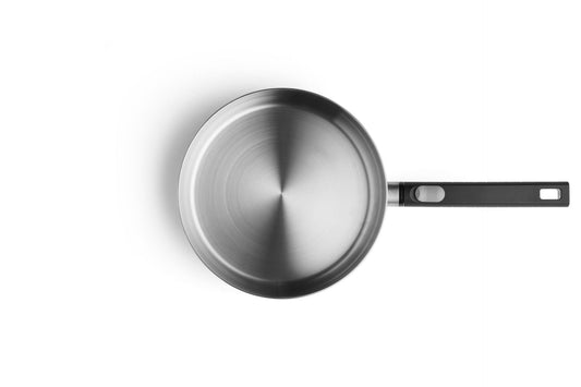 Woll Logic Steel Padella bassa Ø 24 senza PFAS acciaio inox 18/10 manico rimovibile salva spazio