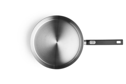 Woll Logic Steel Padella bassa Ø 28 senza PFAS acciaio inox 18/10 manico rimovibile salva spazio