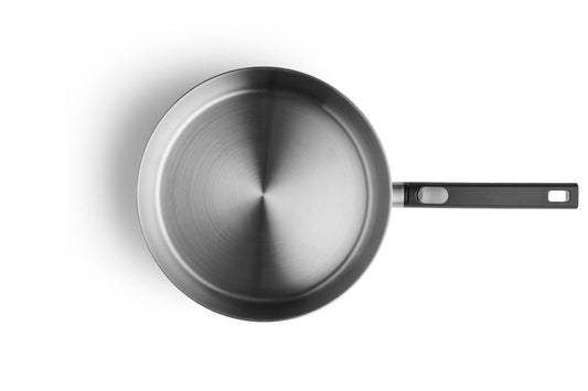 Woll Logic Steel Padella alta Ø 28 senza PFAS acciaio inox 18/10 manico rimovibile salva spazio