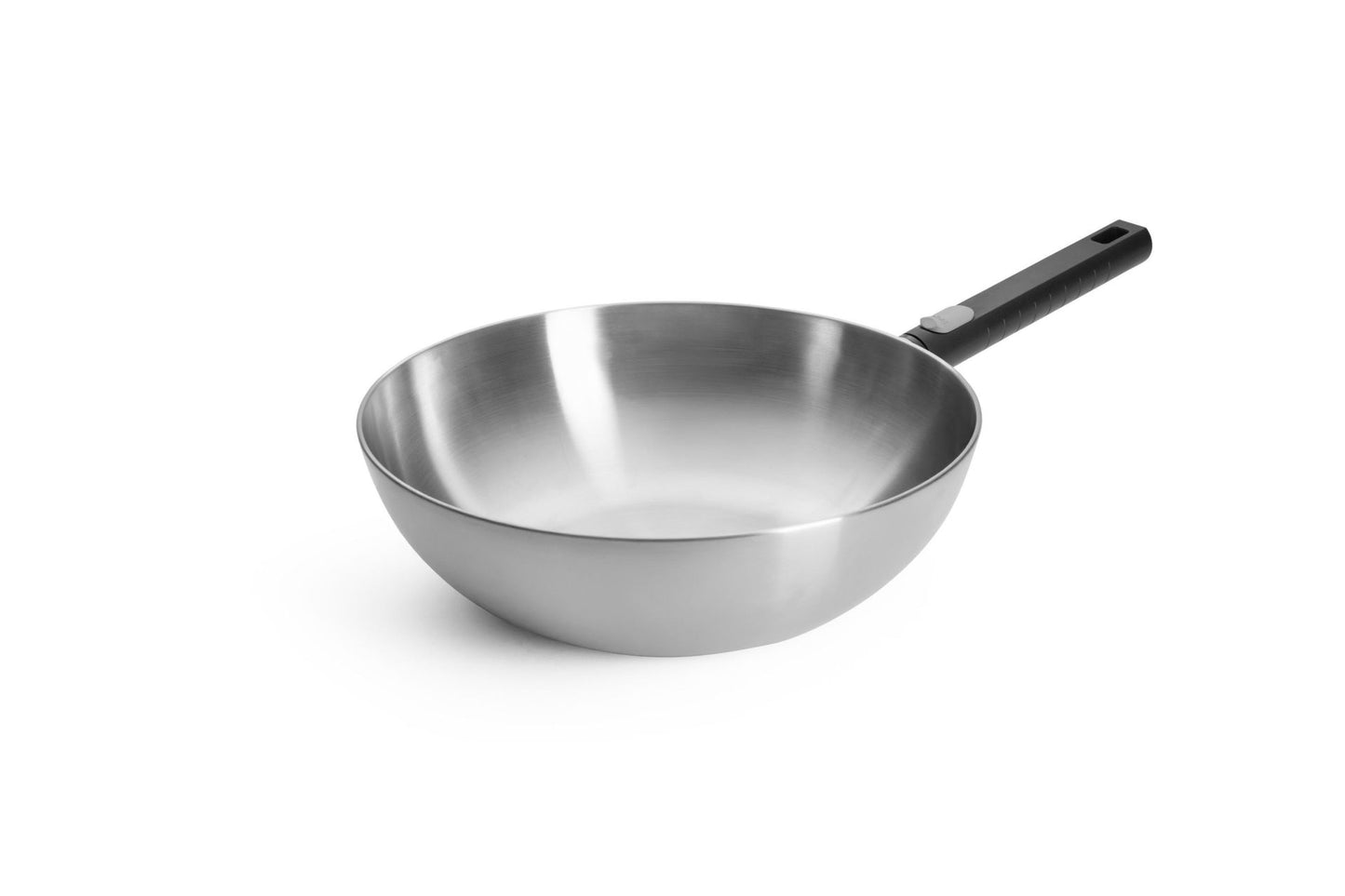 Woll Logic Steel Wok Ø 30 cm senza PFAS acciaio inox 18/10 manico rimovibile salva spazio