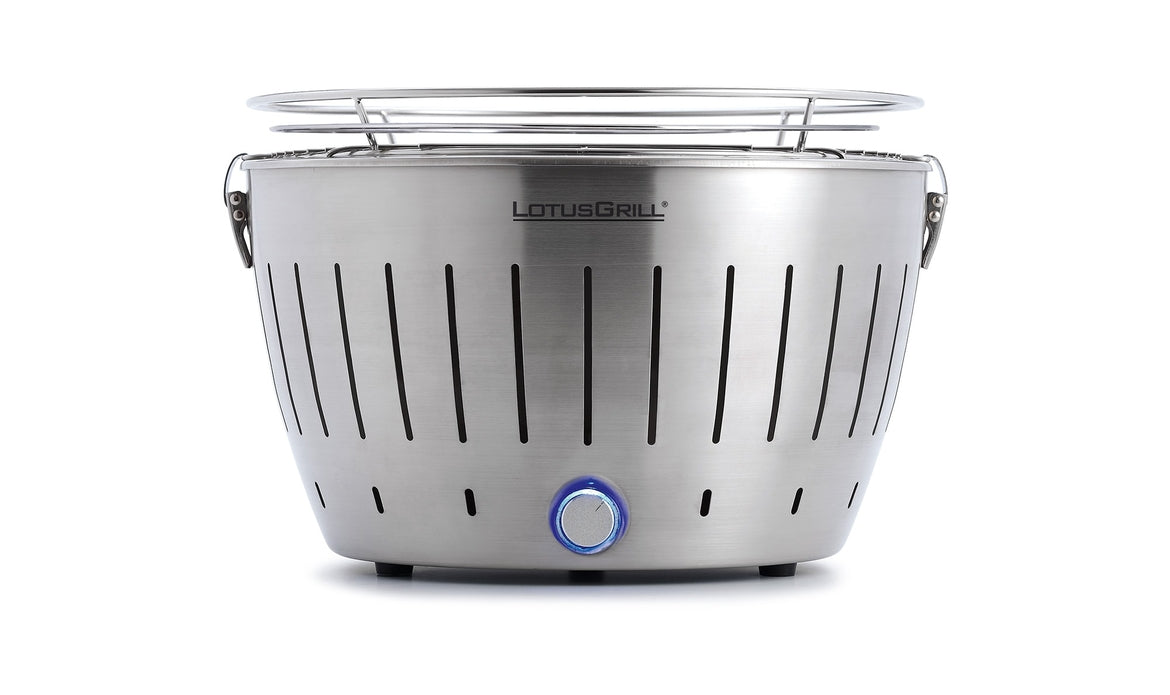 Lotus Grill Barbecue a carbonella portatile in acciaio inox alimentazione ventola batterie AA o USB