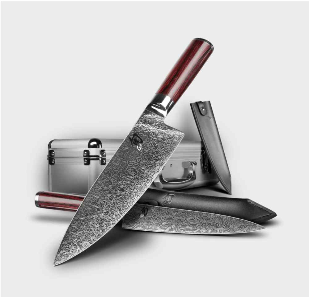 Kai Shun Kohen - Anniversary Luxury Set "Insieme" coltelli damascati 72 strati edizione limitata 3000 pz di anniversario set 2 coltelli con guaina in cuoio e valigia in alluminio