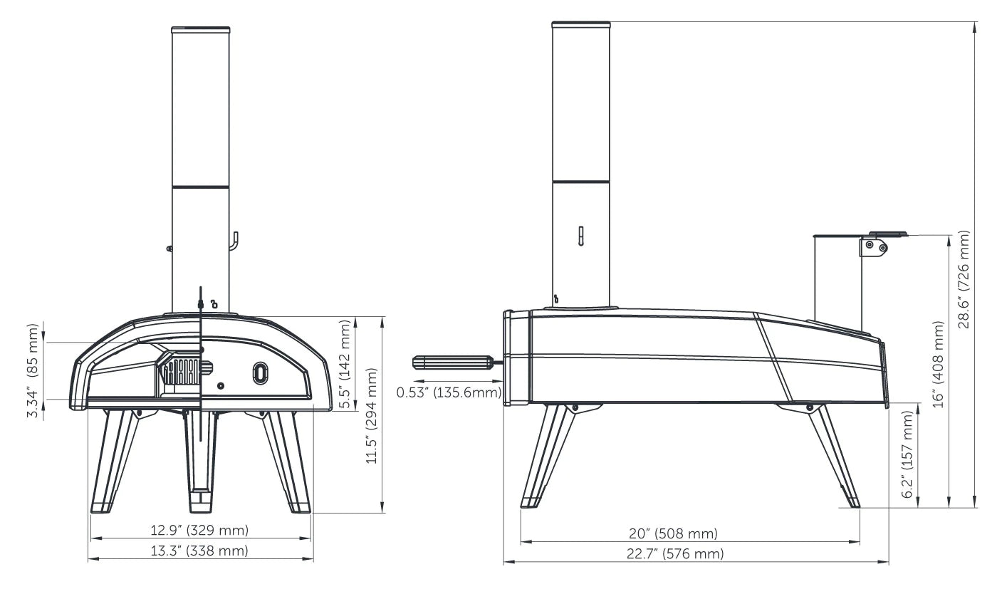 Forno da Pizza Portatile Ooni Fyra alimentato a pellet arrivo a 500°C in 15 minuti cottura 60 secondi