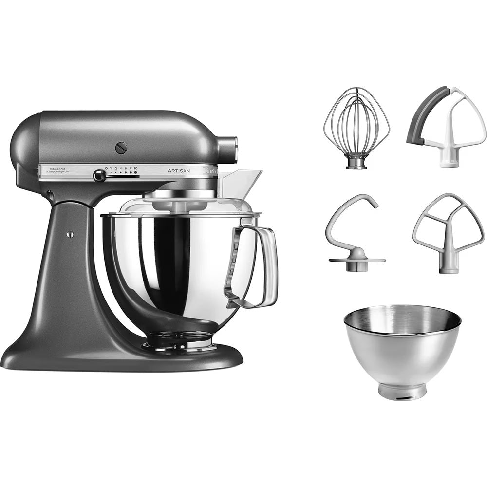 KitchenAid Planetaria Artisan con testa reclinabile 4,8L Argento + Accessori