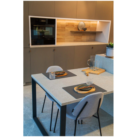 Tirolix Tovaglietta ecopelle all'americana rettangolare "Tramontana" double face grigio - blu scuro