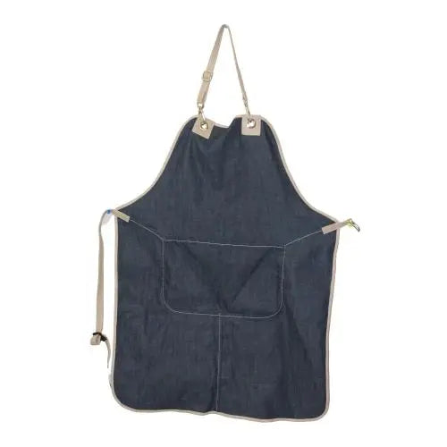 Grembiule con pettorina da barbecue in jeans e pelle