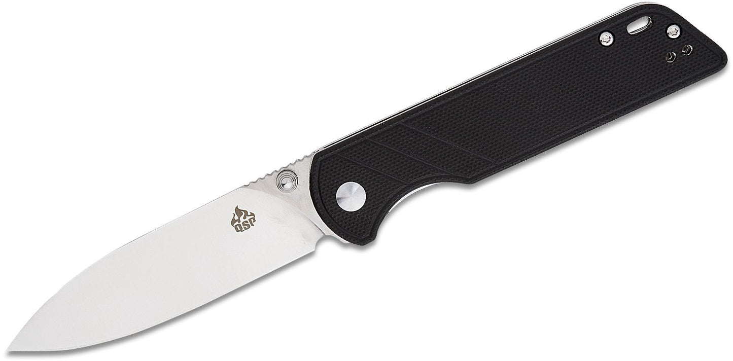 QSP coltello serramanico lama 82 mm in D2 impugnatura G10 nero G-10 QS102-A
