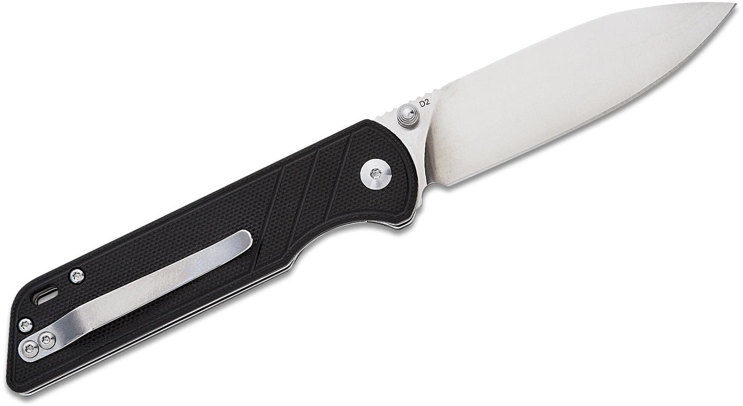 QSP coltello serramanico lama 82 mm in D2 impugnatura G10 nero G-10 QS102-A