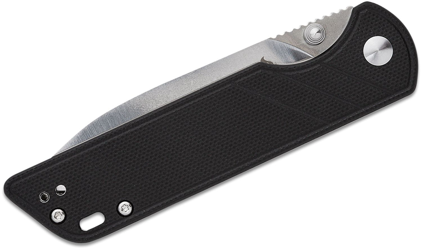 QSP coltello serramanico lama 82 mm in D2 impugnatura G10 nero G-10 QS102-A