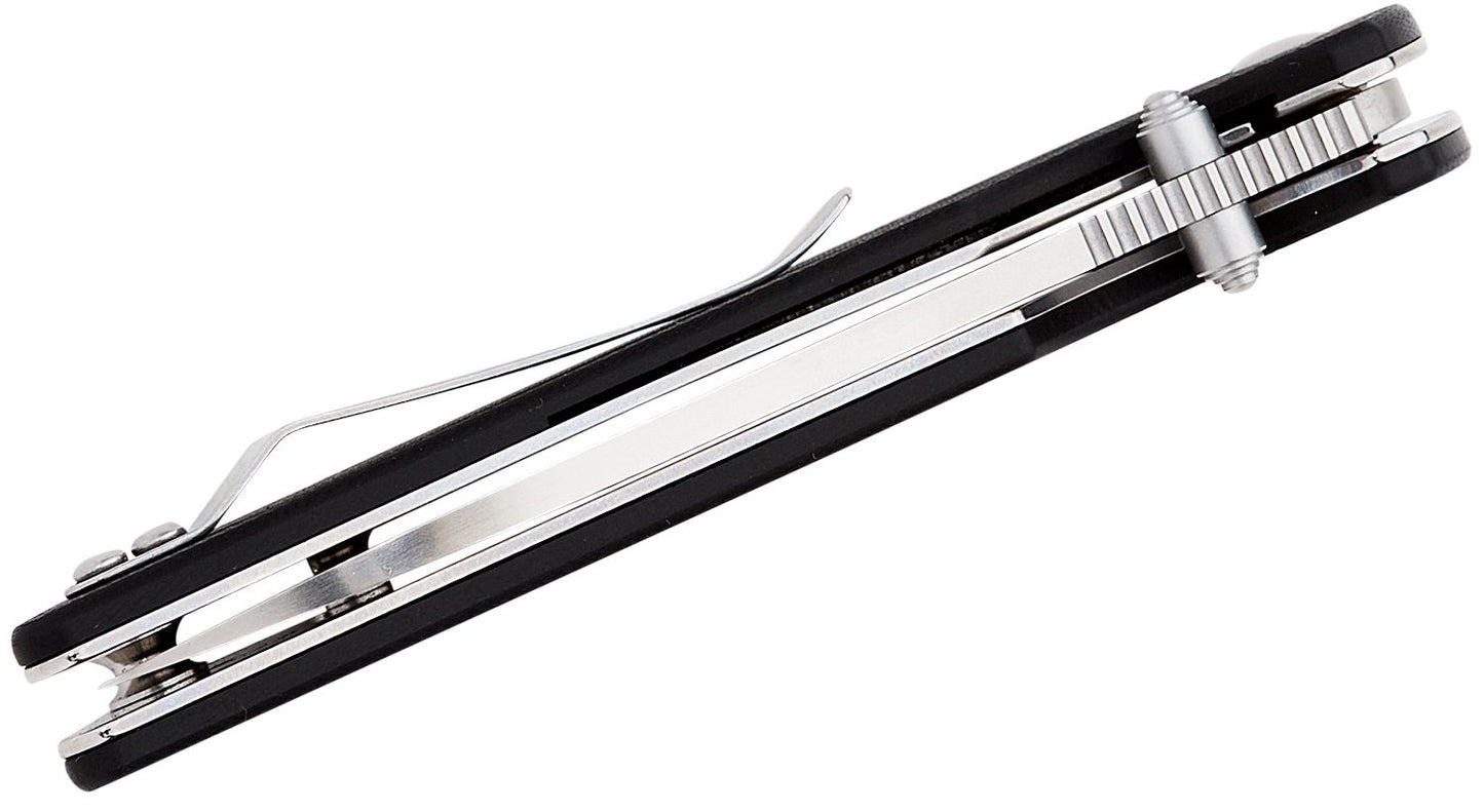 QSP coltello serramanico lama 82 mm in D2 impugnatura G10 nero G-10 QS102-A