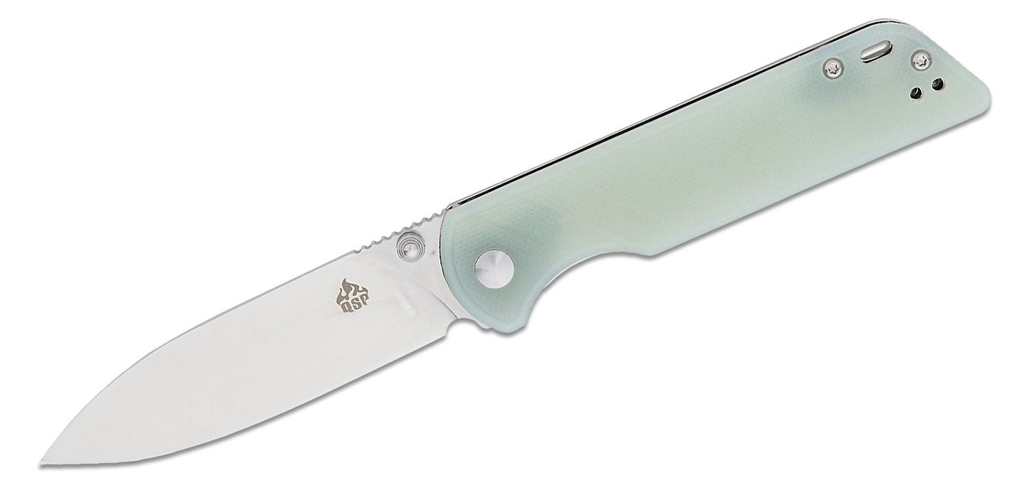 QSP coltello serramanico Parrot lama 82 mm in D2 impugnatura in G-10 QS102-C giada