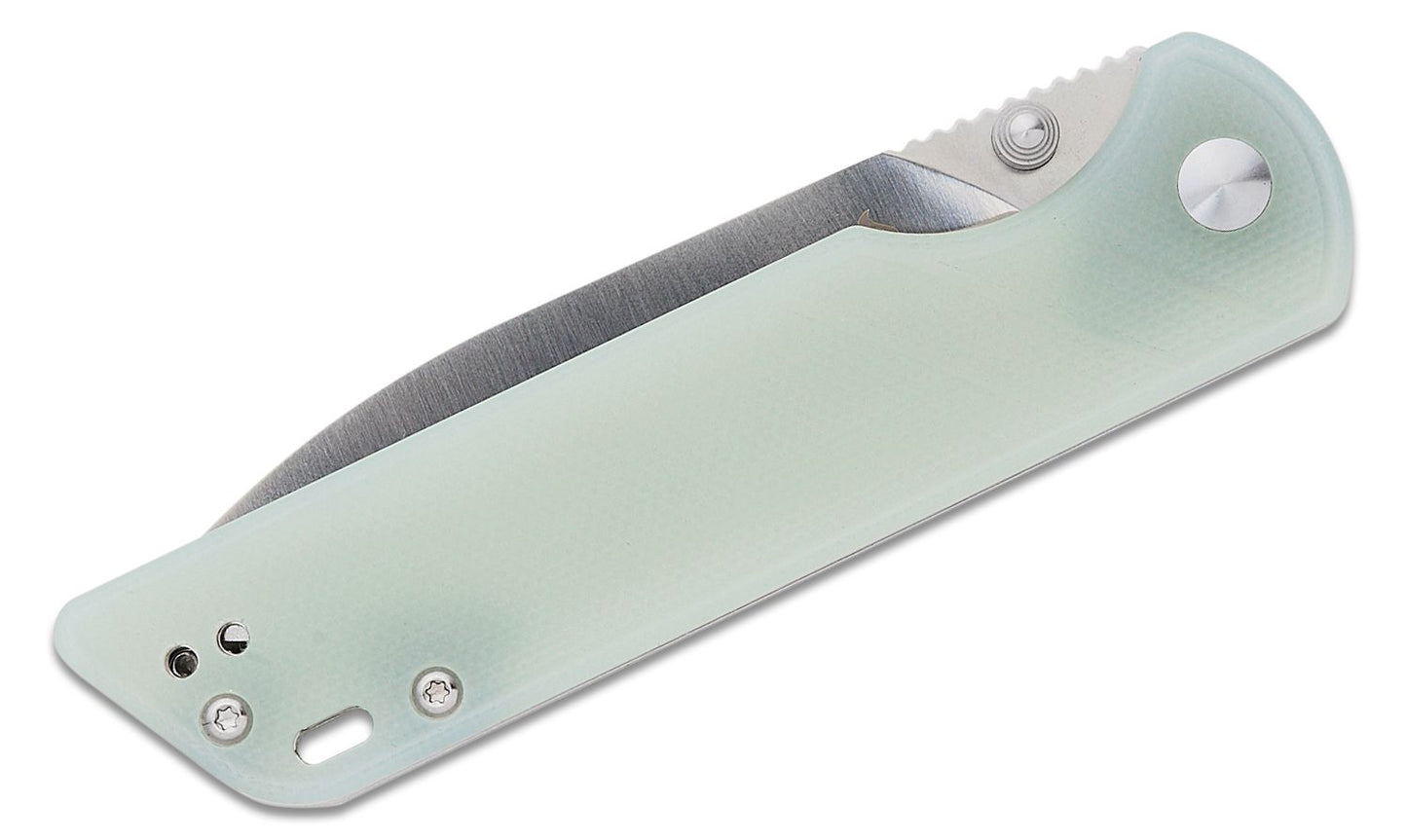 QSP coltello serramanico Parrot lama 82 mm in D2 impugnatura in G-10 QS102-C giada