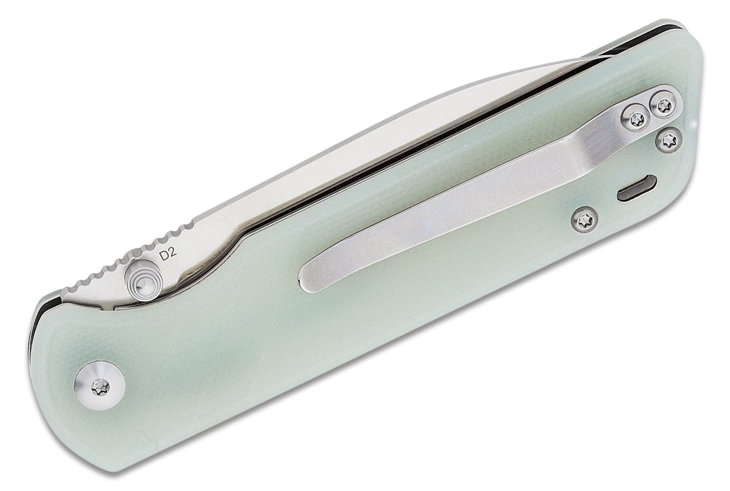 QSP coltello serramanico Parrot lama 82 mm in D2 impugnatura in G-10 QS102-C giada