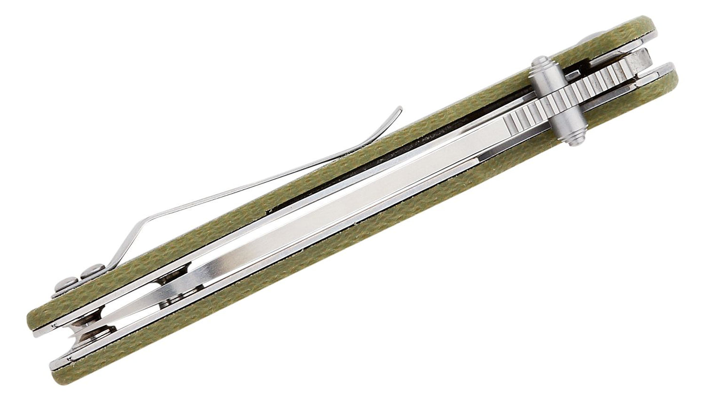 QSP coltello serramanico lama 82 mm in acciaio D2 manico micarta QS102-A
