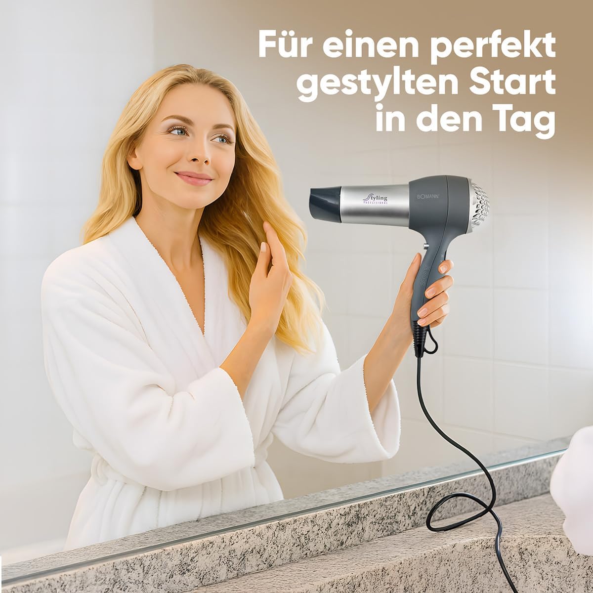 Bomann asciugacapelli professionale 2000W con diffusore HTD889CB