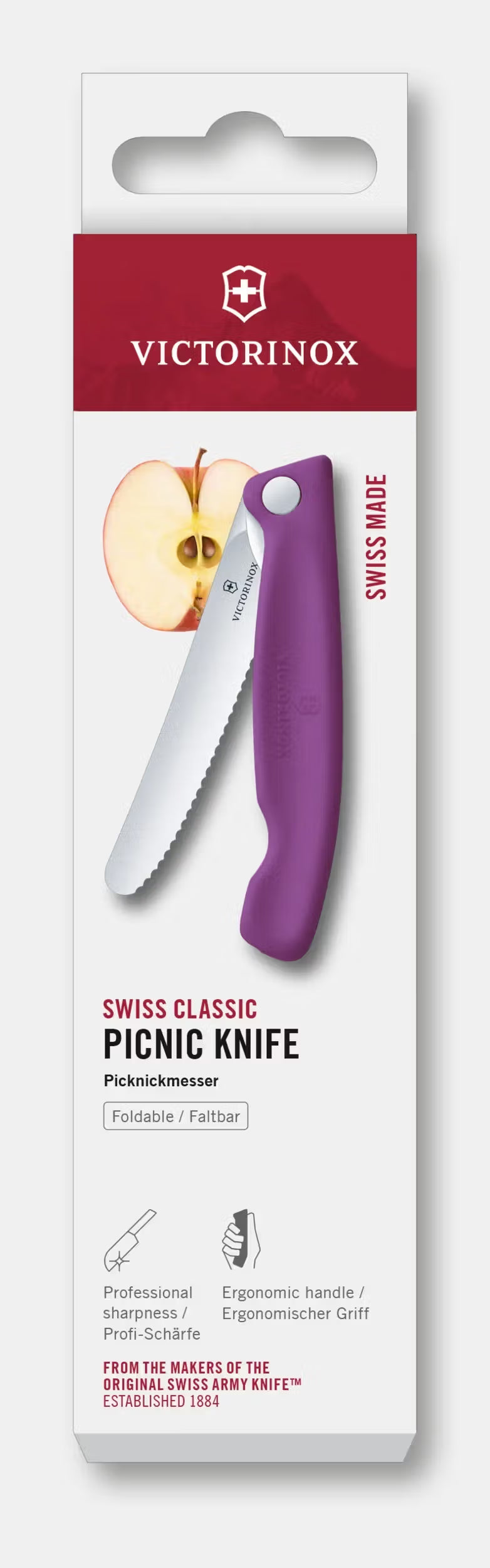 Victorinox Coltello pieghevole da picnic Swiss Classic ondulato viola in blister 6.7835.FC1