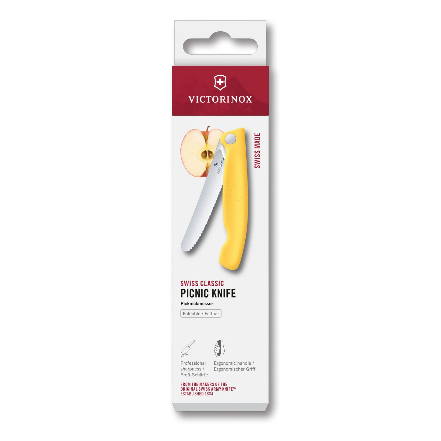 Victorinox Coltello pieghevole da picnic Swiss Classic ondulato giallo in blister 6.7838.FC1