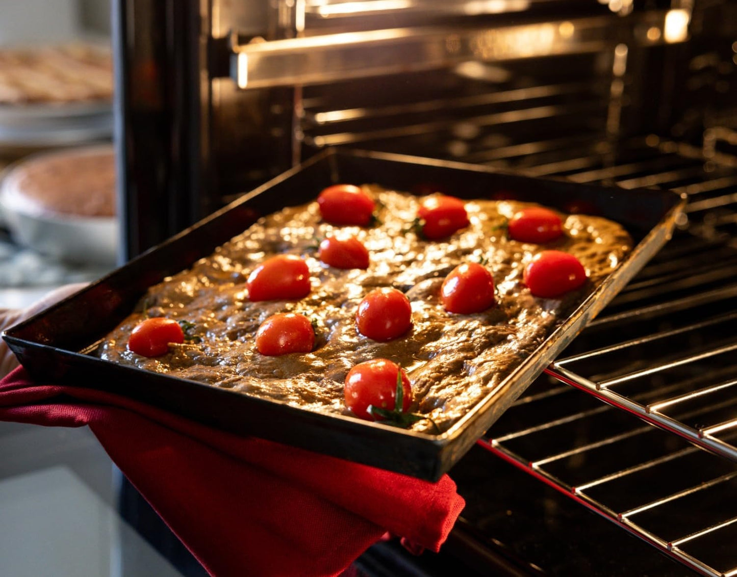 Marcato teglia in acciaio bluito professionale 30xx 23x 3,3cm adatta ad alta temperatura, pizze, focacce, tutti i preparati da forno