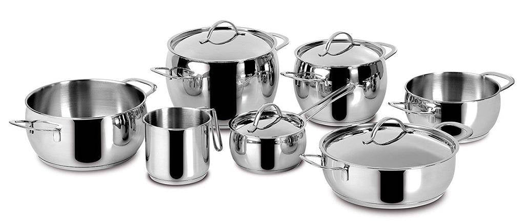 Lagostina Euforia Set di Pentole Induzione, Gas e Forno in Acciaio Inox 18/10, 11 Pezzi, Fondo Lagoseal Plus, Batteria di Pentole con 4 Casseruole, 2 Pentole, Bollilatte, 4 Coperchi