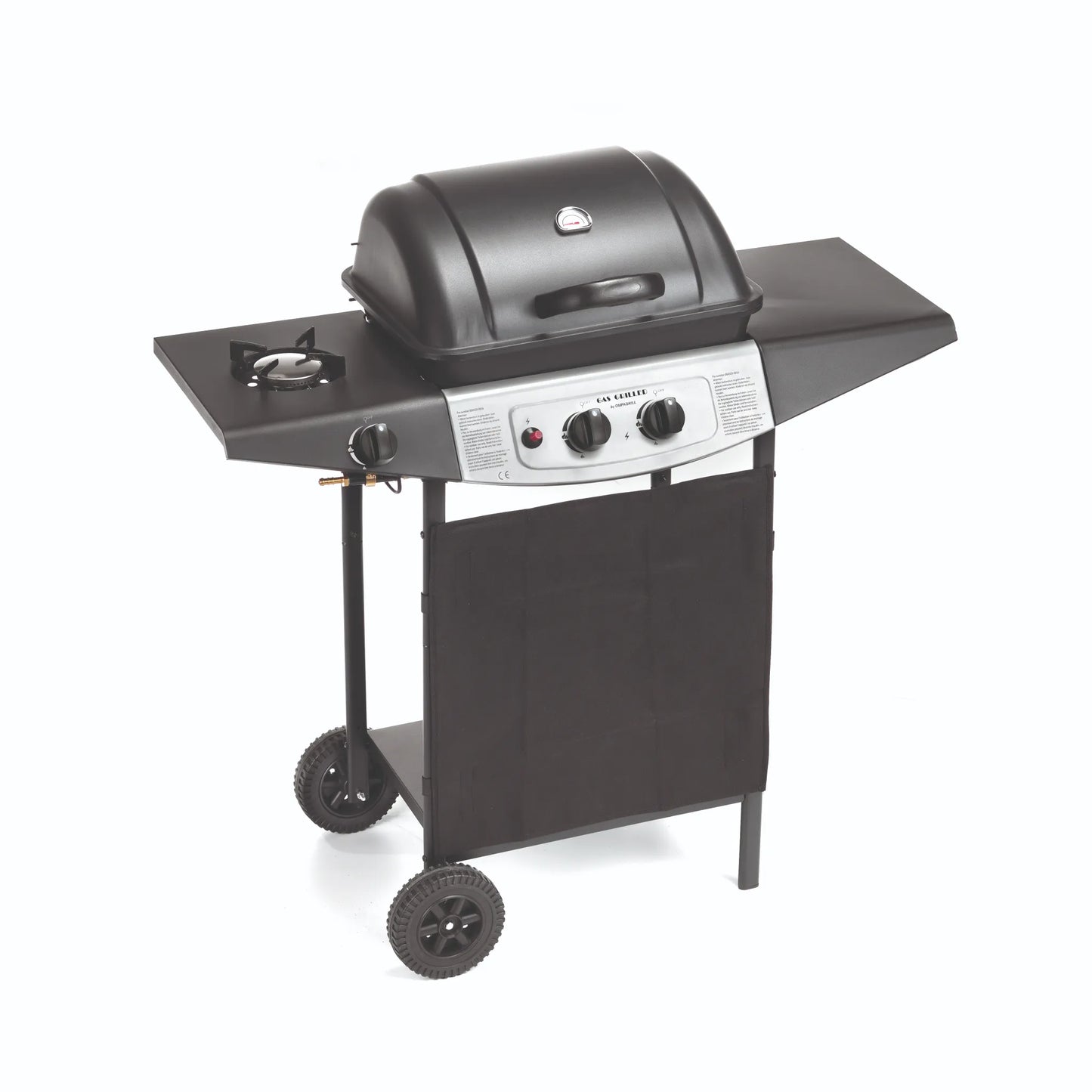 Ompagrill Barbecue Double Cooking System Gas Roccia lavica Griglia in acciaio smaltato antigraffio 46 x 34 cm 4939 Double