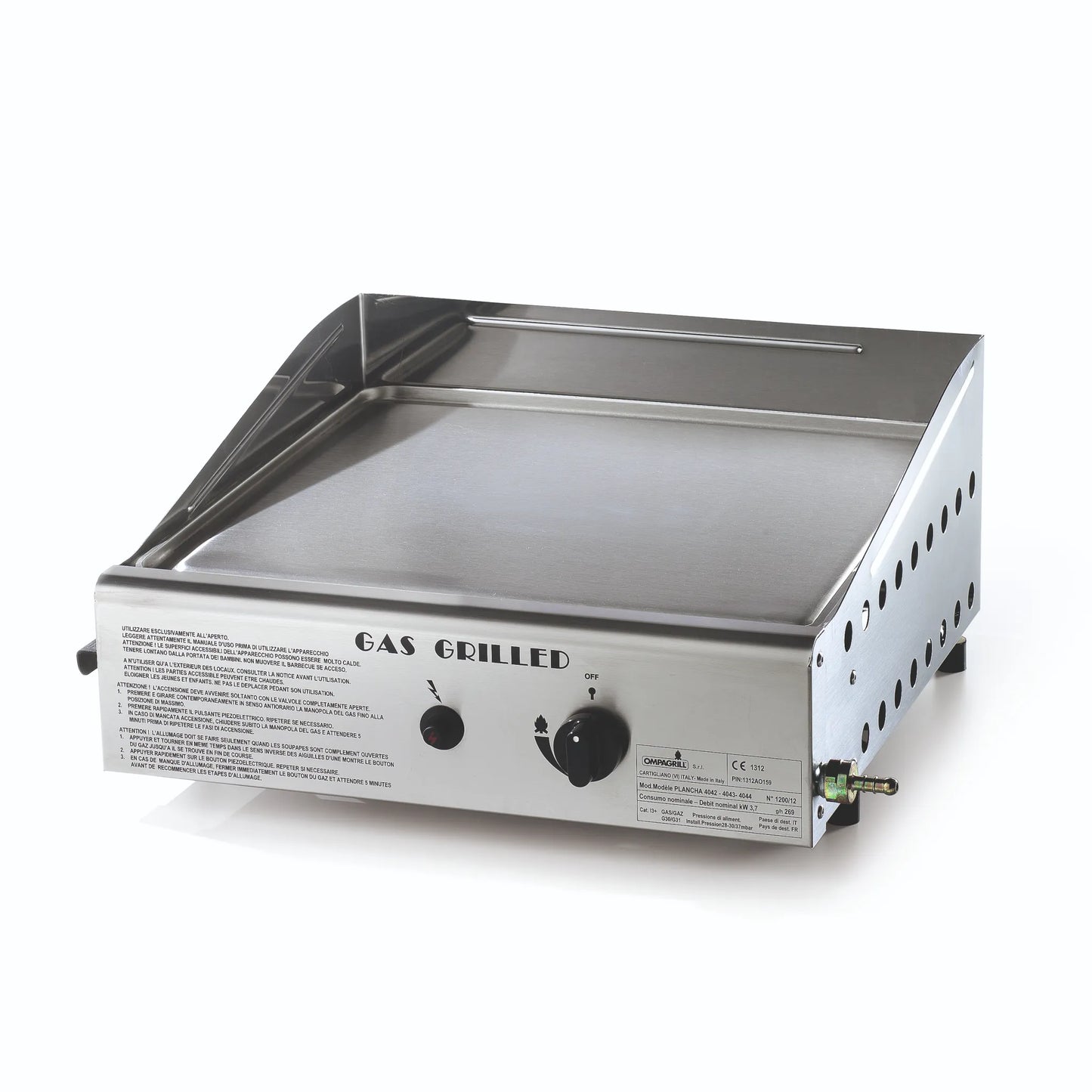 Ompagrill Piastra di cottura da cm. 40×43 in acciaio inox fatta in Italy 4044/M
