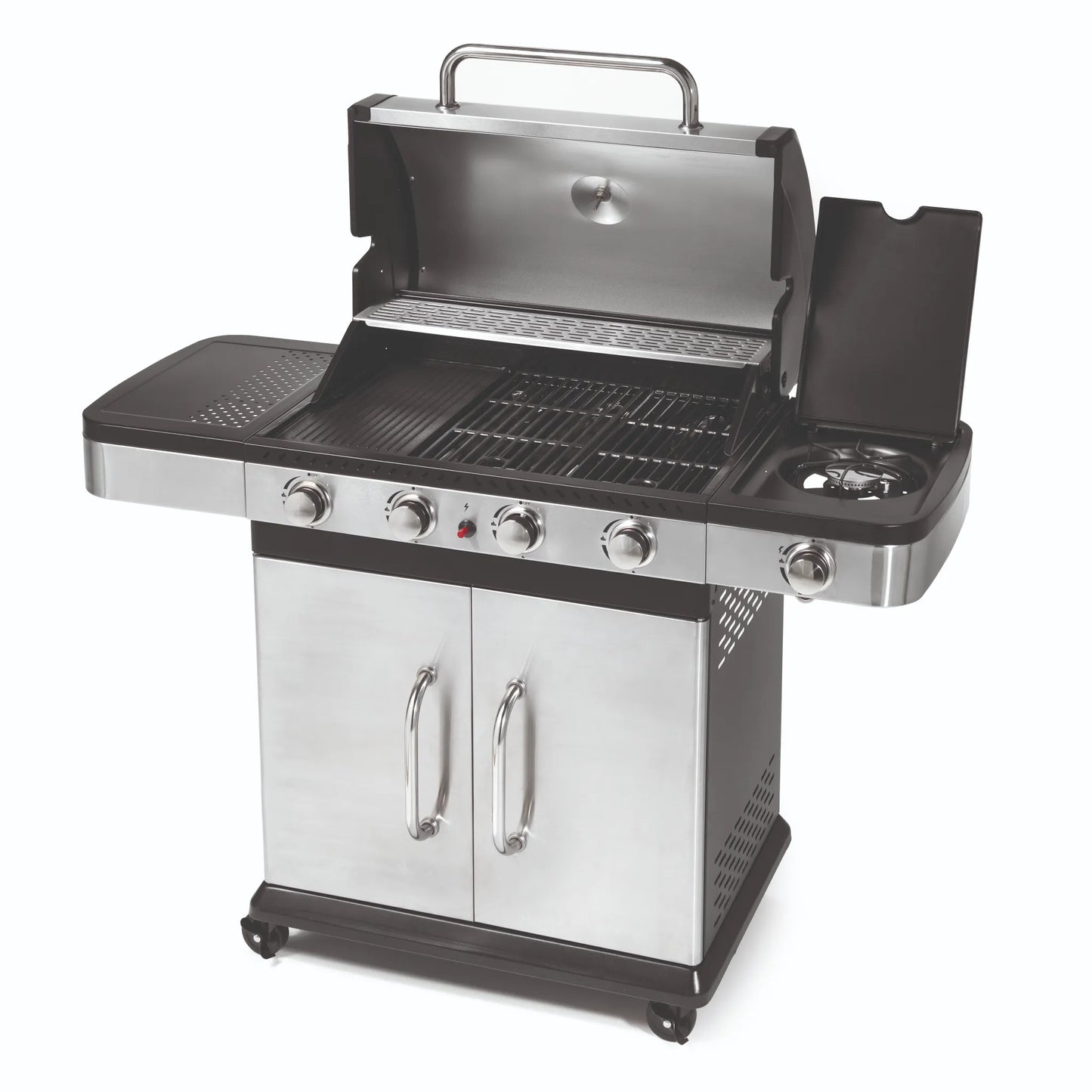 Ompagrill Barbecue a gas GPL Prime Indianapolis 5 Titanium con fornello e piastra coperchio con termometro