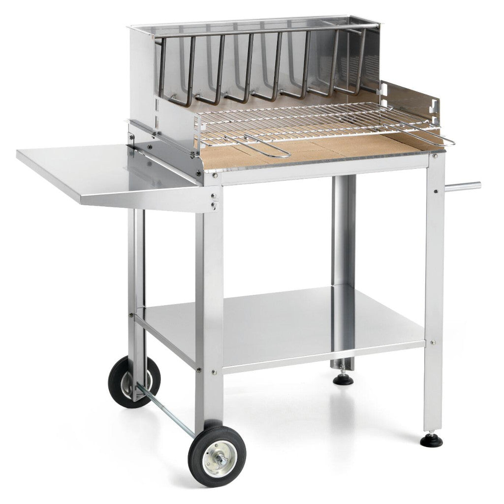Ompagrill barbecue a legna carbonella in acciaio inox mensola 56690/X