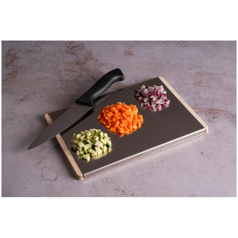 Calder ripiano inox 18/10 con tagliere in betulla 35 × 25 cm
