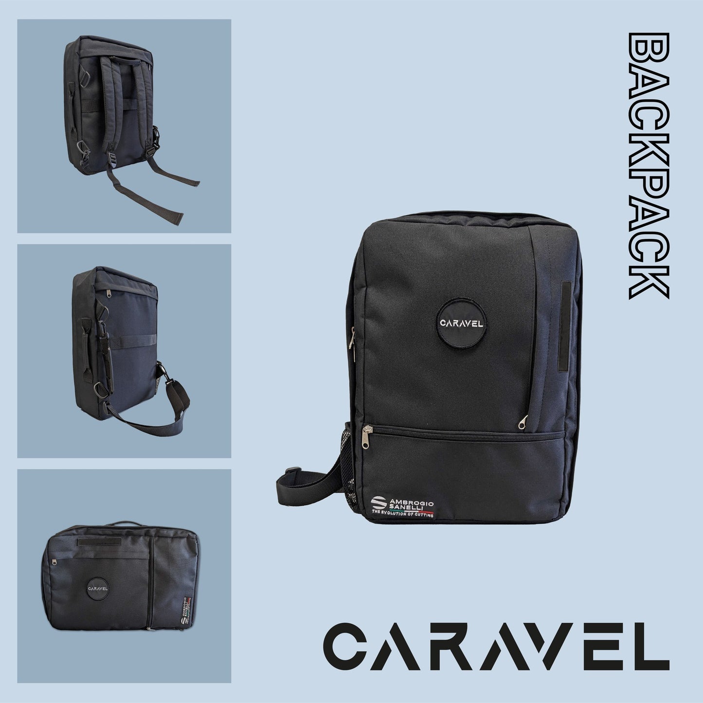 Sanelli Caravel Zaino per accessori chef + rotolo porta sei coltelli A5093000 + A5088000