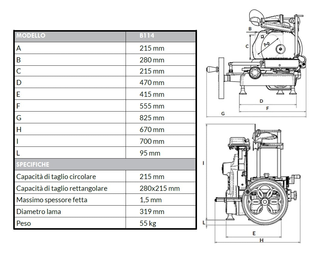 Berkel Affettatrice a volano manuale con raggi manuale B114 per salumeria nera