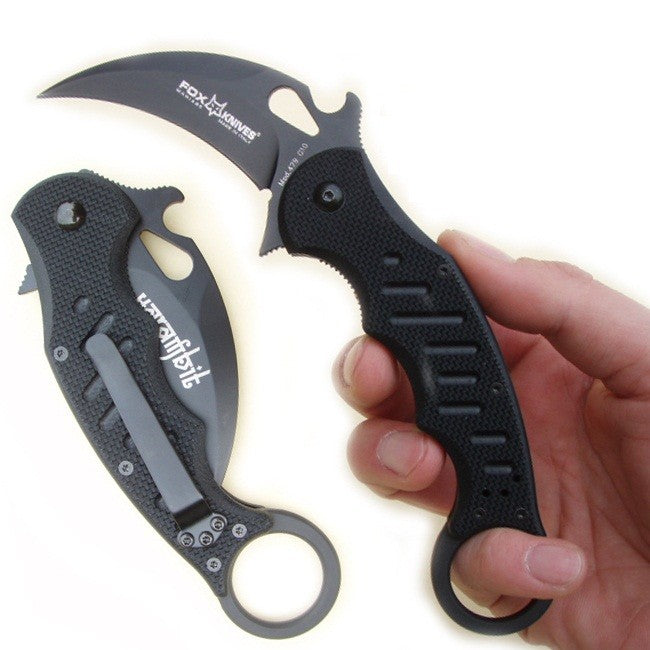 Fox KARAMBIT coltello chiudibile lama acciao inox N690Co black idroglider, manico G10 nero- 479